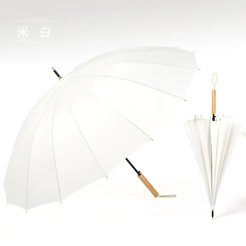 Japanese Style 16-Rib Umbrella Green Long Handle - Image 9
