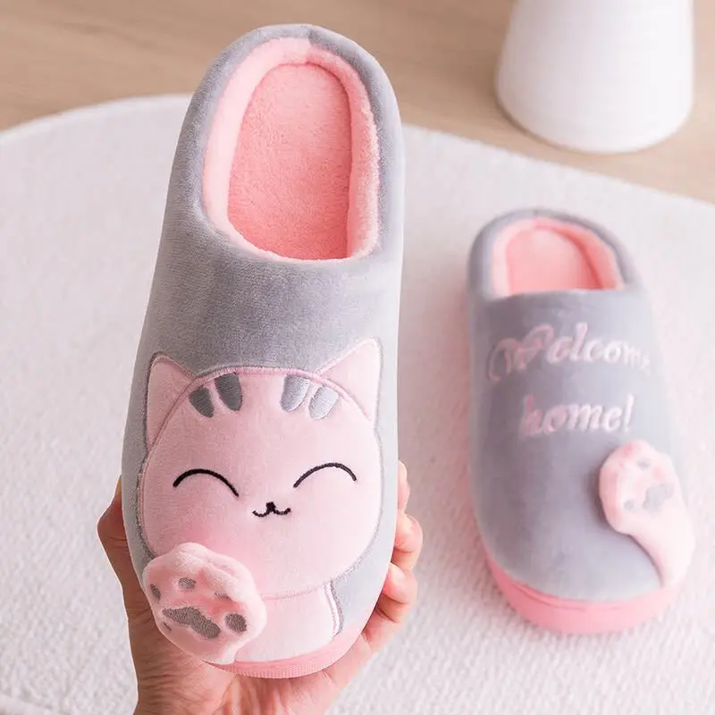 2021 Cotton Cartoon Slippers Winter Warm Couple Set - Image 8