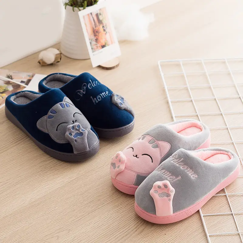 2021 Cotton Cartoon Slippers Winter Warm Couple Set - Image 10
