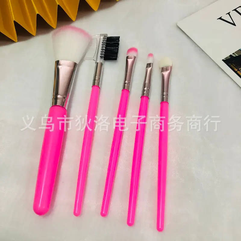 5-Piece Pink Makeup Brush Set for Beginners - Image 7