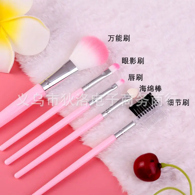 5-Piece Pink Makeup Brush Set for Beginners - Image 8