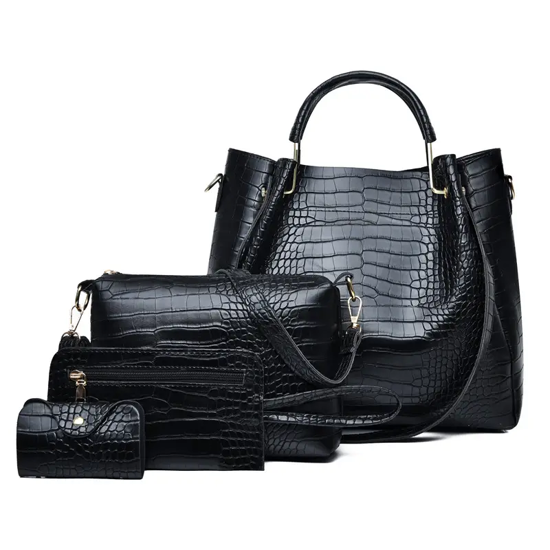 2023 White Croc Leather Four-Piece Women's Bag Set - Image 9