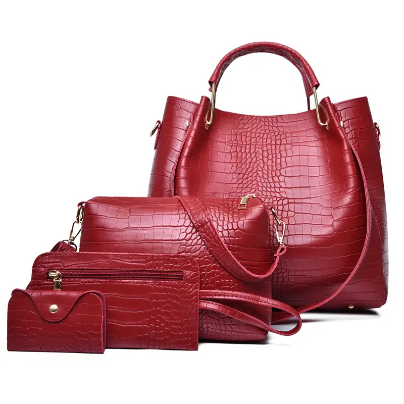 2023 White Croc Leather Four-Piece Women's Bag Set - Image 12