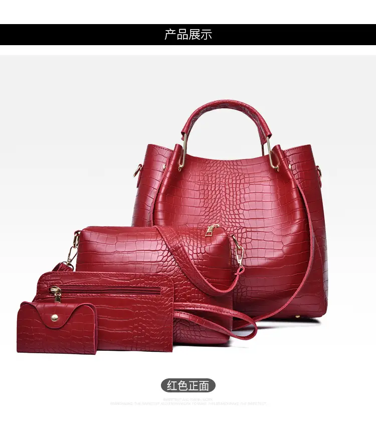2023 White Croc Leather Four-Piece Women's Bag Set - Image 2