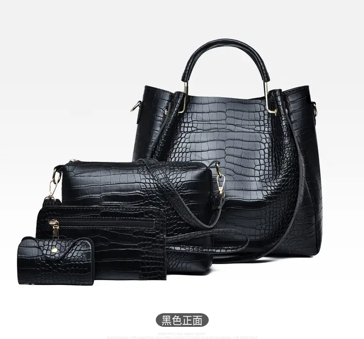 2023 White Croc Leather Four-Piece Women's Bag Set - Image 4