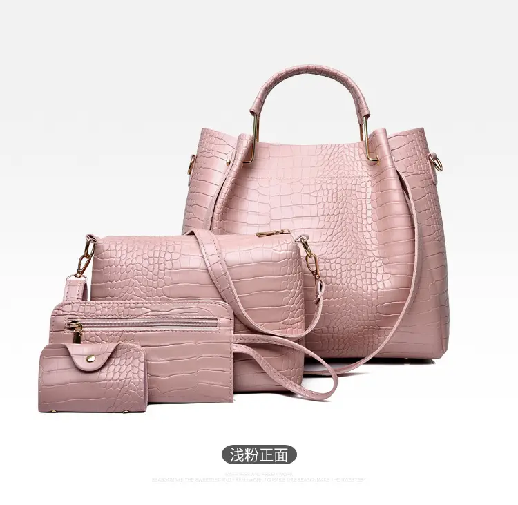 2023 White Croc Leather Four-Piece Women's Bag Set - Image 5