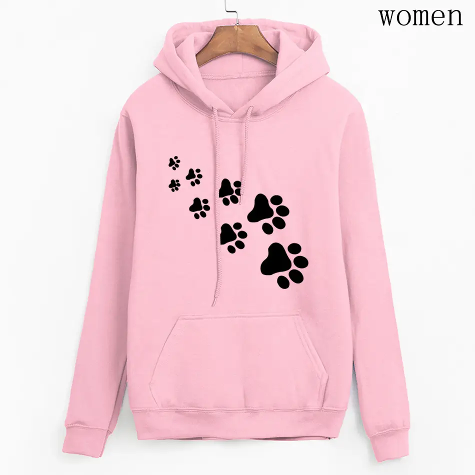 Women Red Paw Print Hoodie 2024 - Image 8