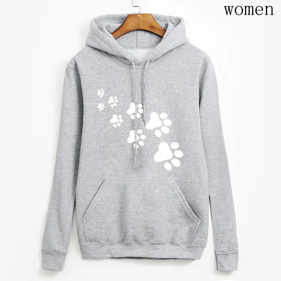 Women Red Paw Print Hoodie 2024 - Image 3