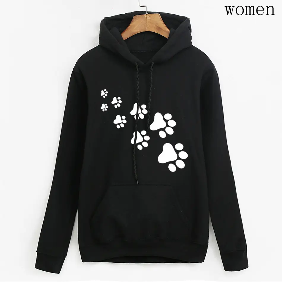 Women Red Paw Print Hoodie 2024 - Image 4