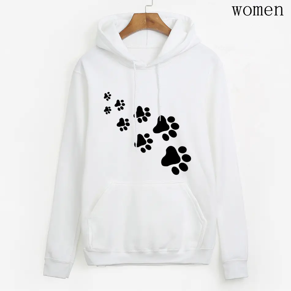 Women Red Paw Print Hoodie 2024 - Image 5