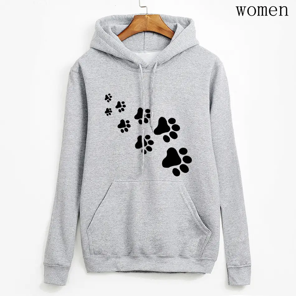 Women Red Paw Print Hoodie 2024 - Image 6