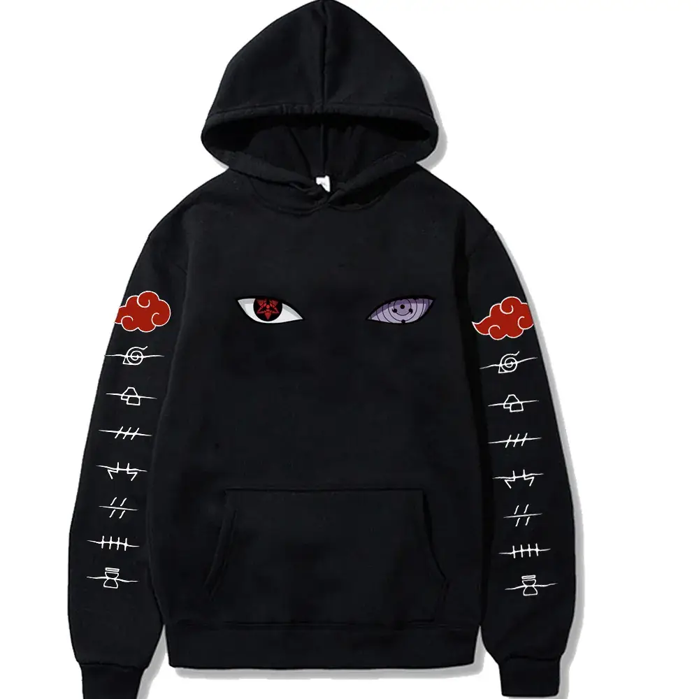 Naruto Sasuke Printed Velvet Hoodie Yellow Men Women