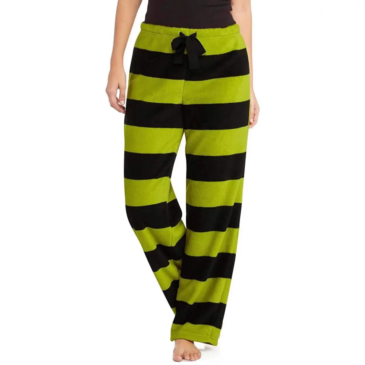 Women Green Striped Pajamas with Owl Print - Image 3