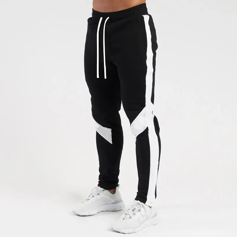 Men White Black Slim Fit Sweatpants Set