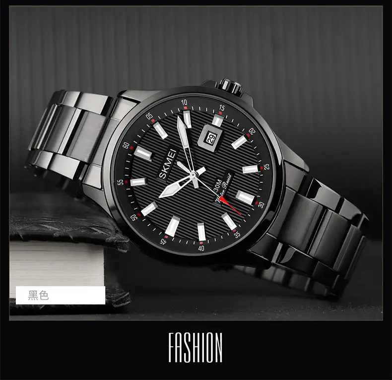 Men's Black Quartz Calendar Watch with Date Display — feature 18