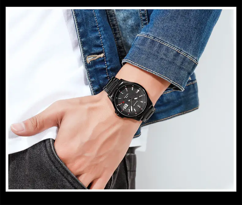 Men's Black Quartz Calendar Watch with Date Display — feature 24