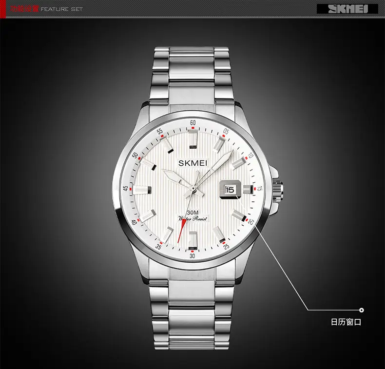 Men's Black Quartz Calendar Watch with Date Display — feature 9