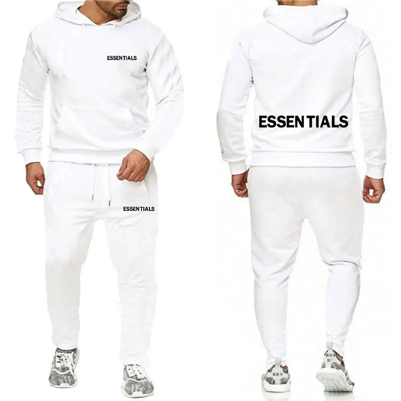 Essentials Orange Hooded Sweatpants Set for Men