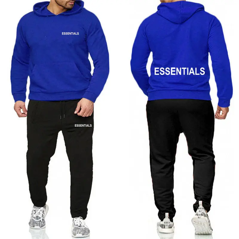 Essentials Orange Hooded Sweatpants Set for Men