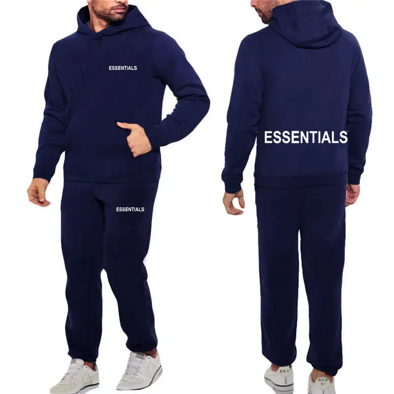 Essentials Orange Hooded Sweatpants Set for Men