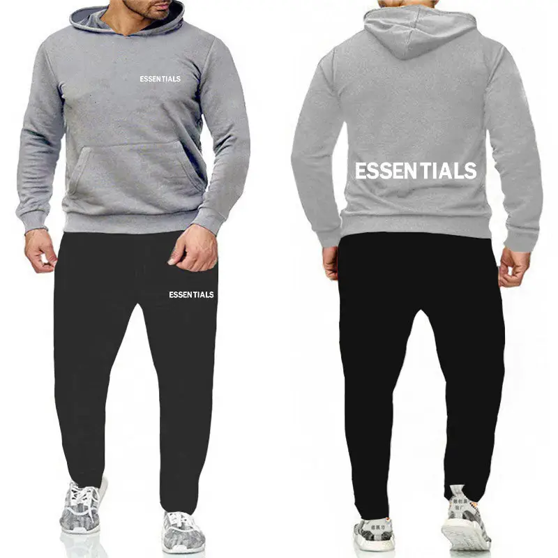 Essentials Orange Hooded Sweatpants Set for Men