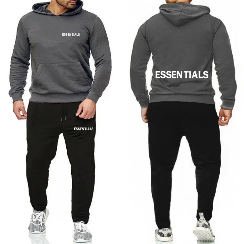 Essentials Orange Hooded Sweatpants Set for Men