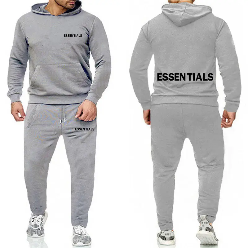 Essentials Orange Hooded Sweatpants Set for Men
