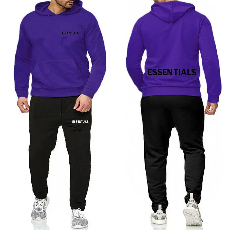 Essentials Orange Hooded Sweatpants Set for Men