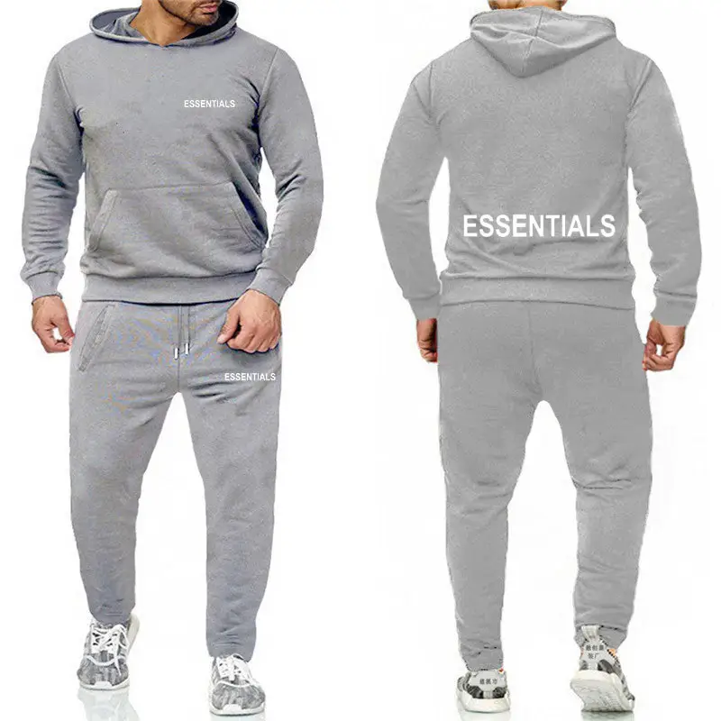 Essentials Orange Hooded Sweatpants Set for Men