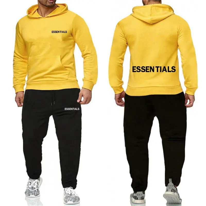 Essentials Orange Hooded Sweatpants Set for Men