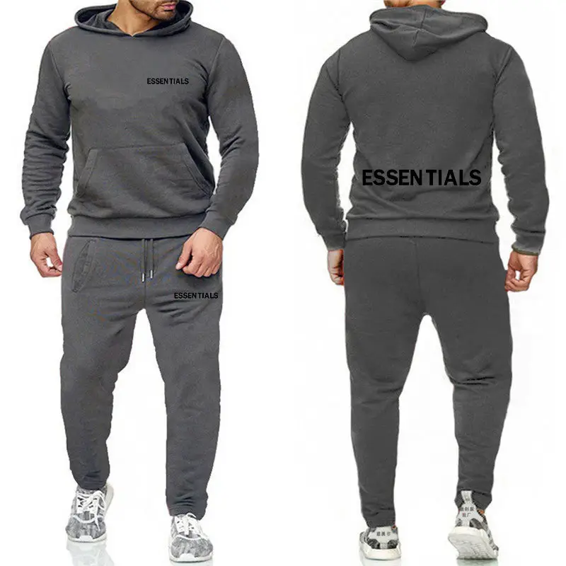 Essentials Orange Hooded Sweatpants Set for Men