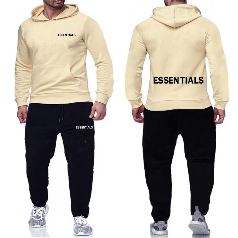 Essentials Orange Hooded Sweatpants Set for Men