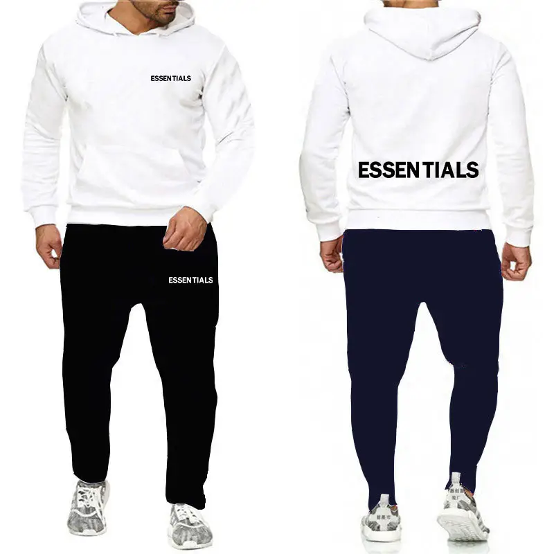 Essentials Orange Hooded Sweatpants Set for Men