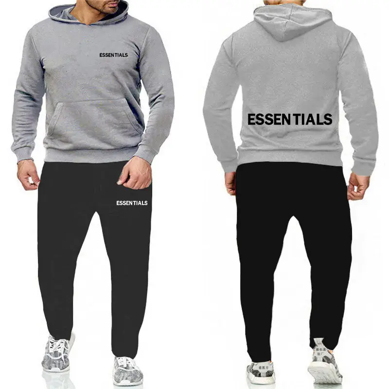 Essentials Orange Hooded Sweatpants Set for Men