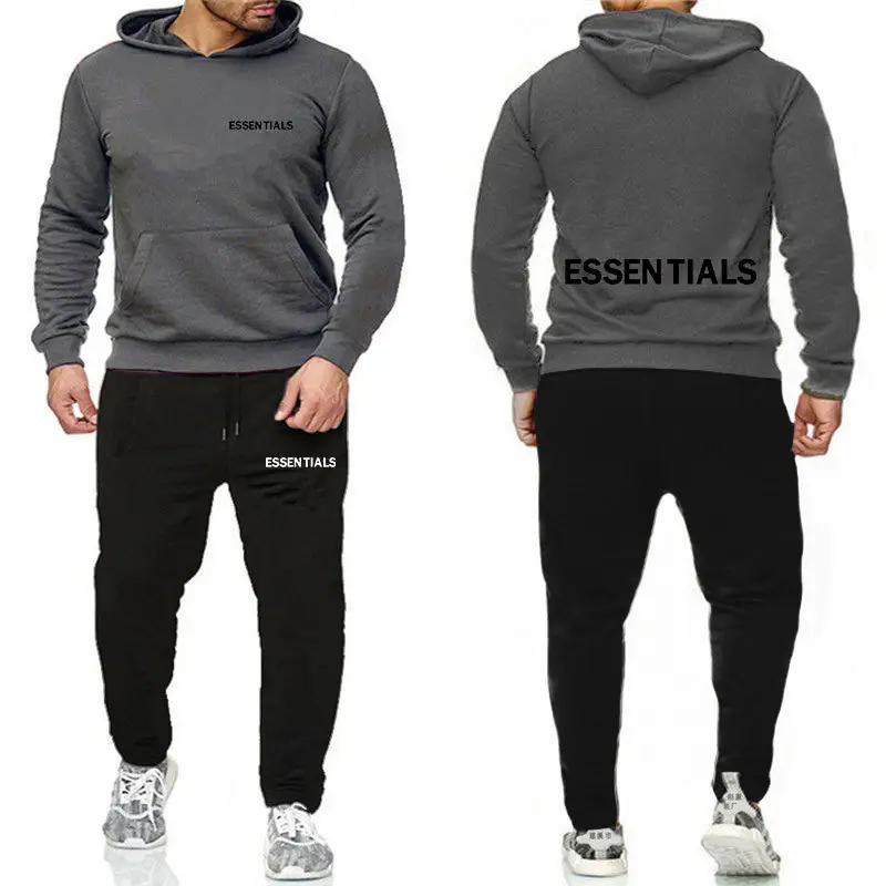 Essentials Orange Hooded Sweatpants Set for Men