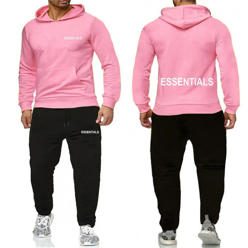 Essentials Orange Hooded Sweatpants Set for Men