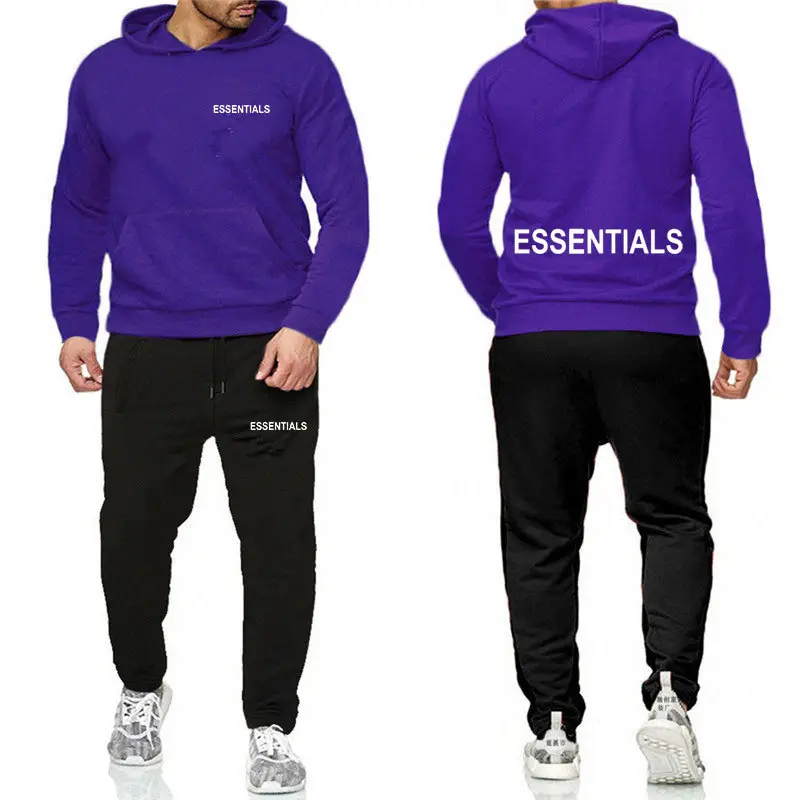 Essentials Orange Hooded Sweatpants Set for Men
