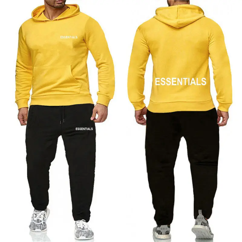 Essentials Orange Hooded Sweatpants Set for Men