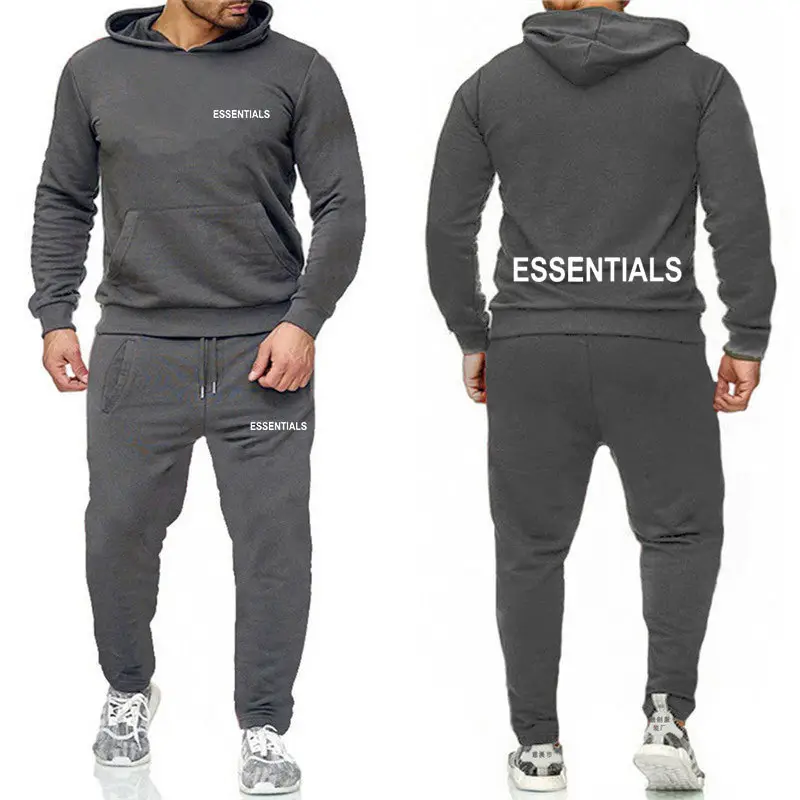 Essentials Orange Hooded Sweatpants Set for Men