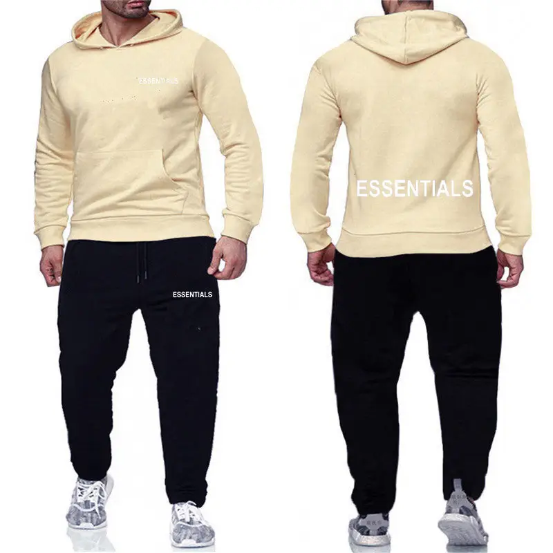 Essentials Orange Hooded Sweatpants Set for Men