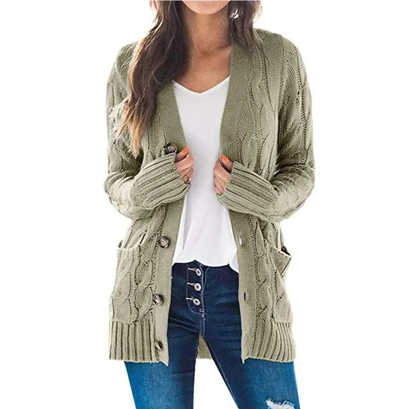 Women's Cream Knitted Cardigan Large Size M108 - Image 10