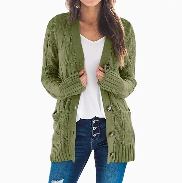 Women's Cream Knitted Cardigan Large Size M108 - Image 9