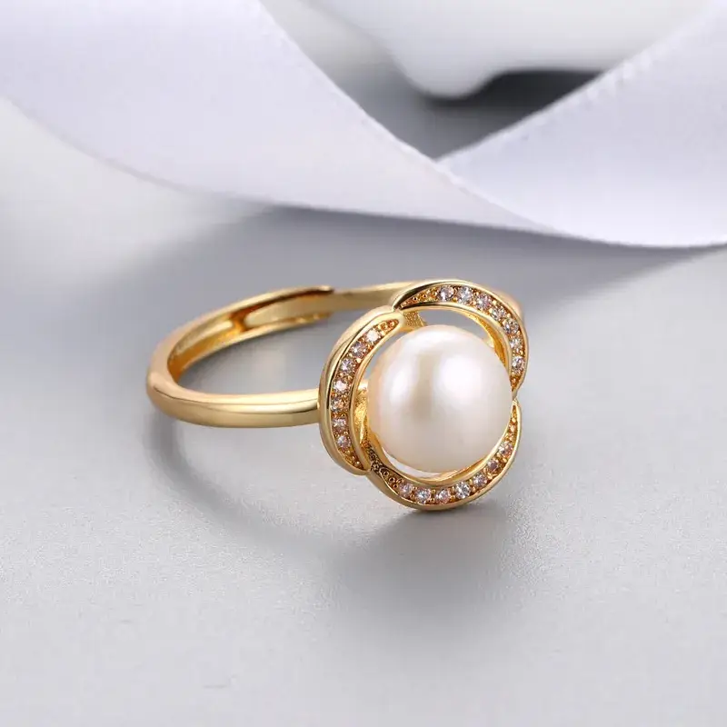 Adjustable Pearl Flower Ring for Women - Image 8