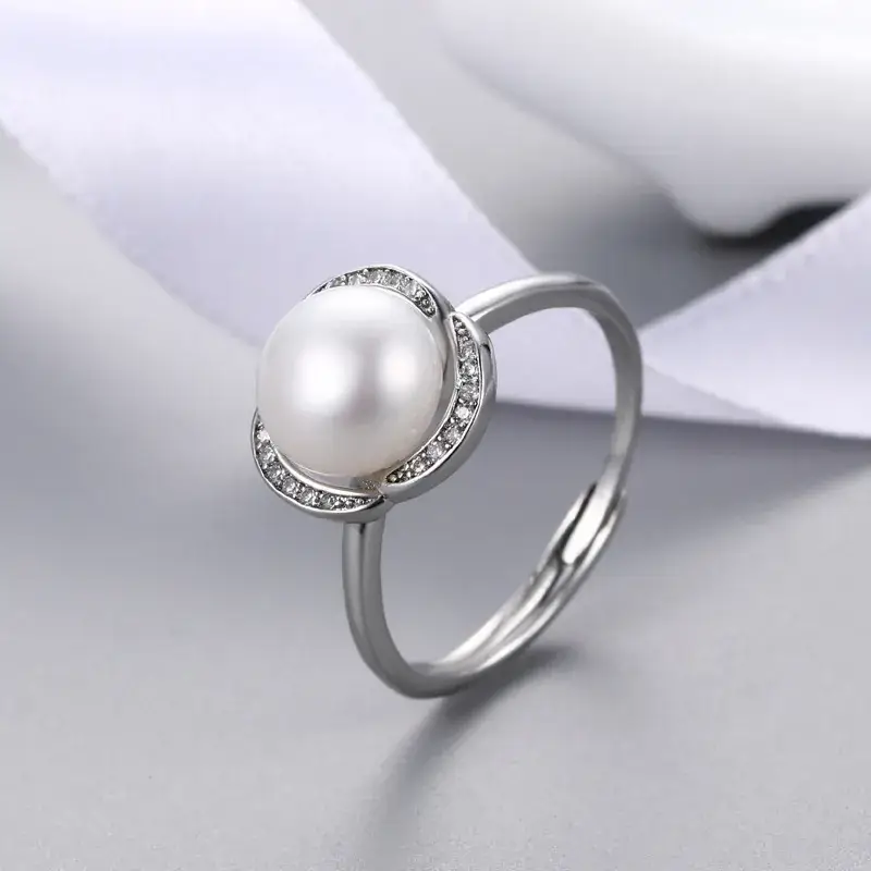 Adjustable Pearl Flower Ring for Women - Image 3