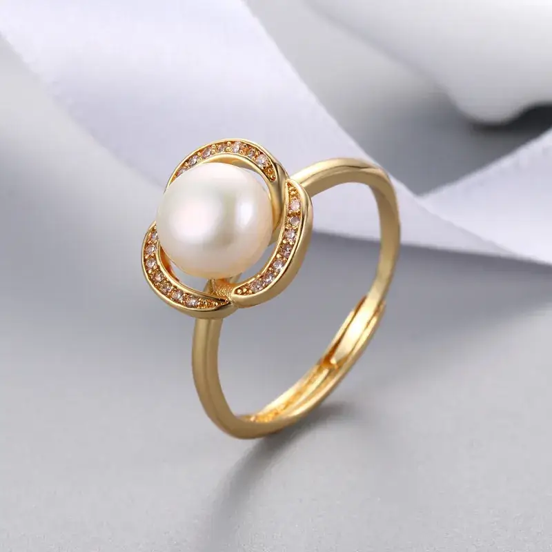 Adjustable Pearl Flower Ring for Women - Image 4