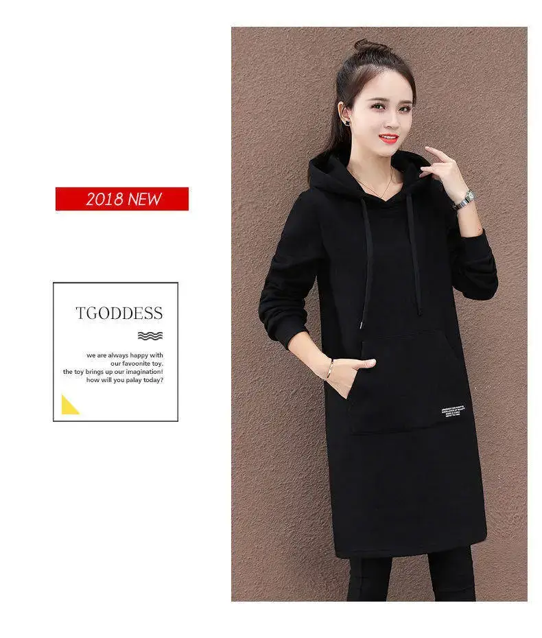 Winter Hooded Dress Women Black Loose Fit — feature 15