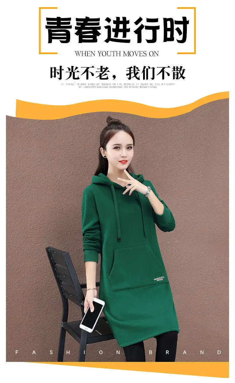 Winter Hooded Dress Women Black Loose Fit — feature 4