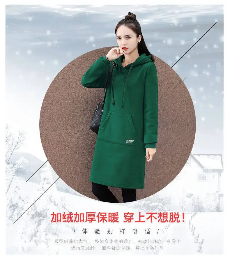 Winter Hooded Dress Women Black Loose Fit — feature 7