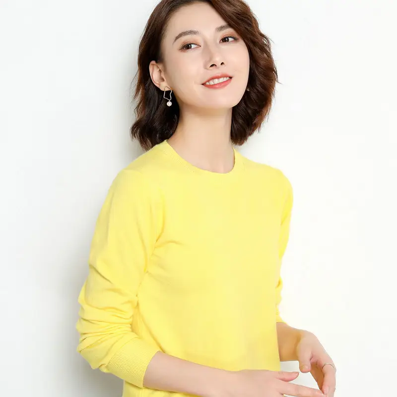 Women's White Round Neck Slim Sweater Large - Image 26