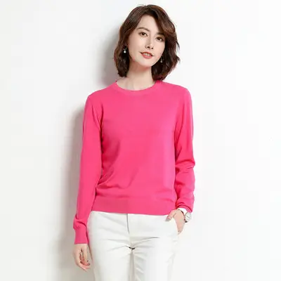 Women's White Round Neck Slim Sweater Large - Image 12
